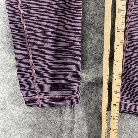 Athleta Leggings XXS Ultimate Capri Purple Striped High Rise Pocket Tight - Picture 9 of 11